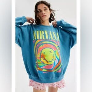 Urban Outfitters Nirvana Graphic Oversized Crewneck Sweatshirt Size S/M PTP 28